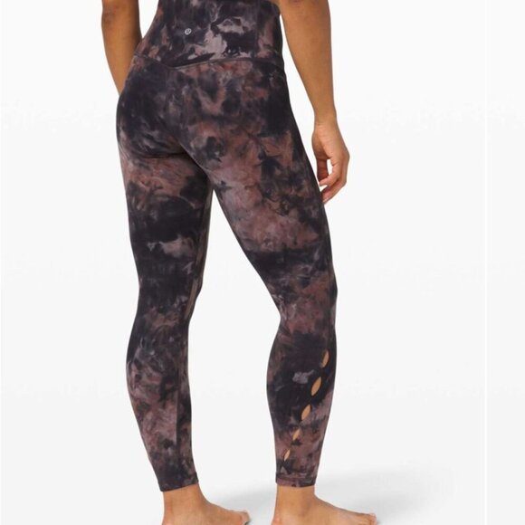 Lululemon Unlimit Highrise Tight Keyhole Diamond Dye Graphite Grey Pink Pastel 0 - Picture 4 of 4